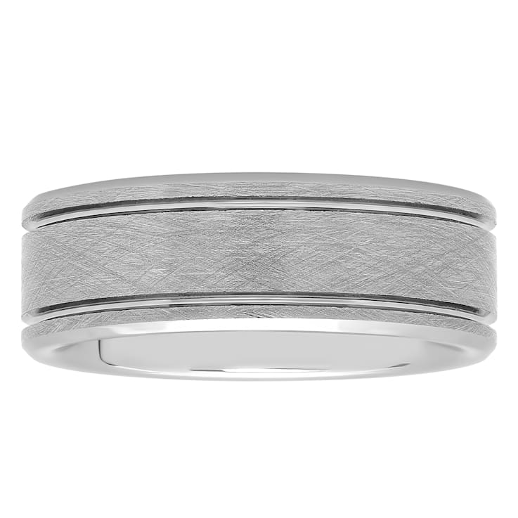 Tungsten Comfort™ 8MM Tungsten Satin Grooved Band