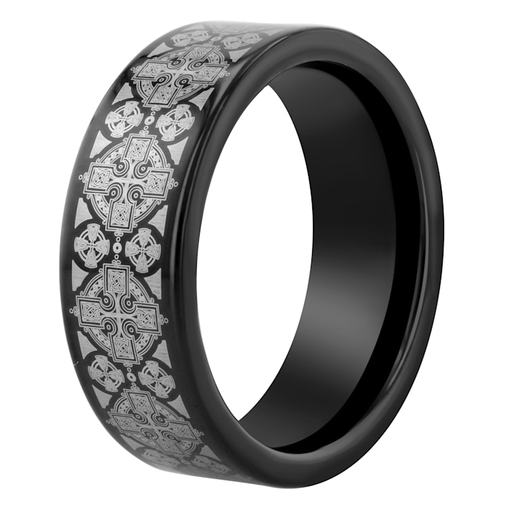 Tungsten Comfort™ Tungsten 8MM Black Laser Pattern Band