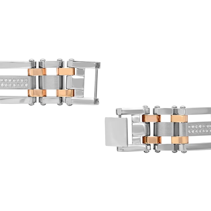 3/4CTW Diamond Two-Tone Stainless Steel Link Bracelet