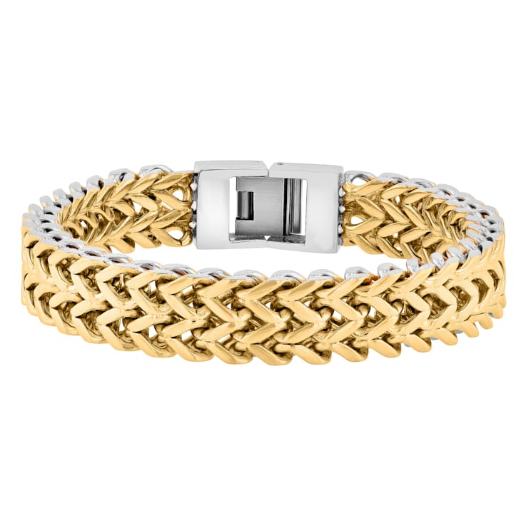 Stainless Steel Yellow Ion Plated Double Row Franco Bracelet