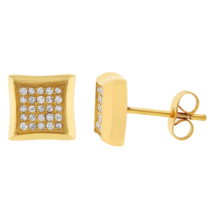 1/4CTW CHAMPAGNE DIAMOND & YELLOW IP STAINLESS STEEL EARRINGS