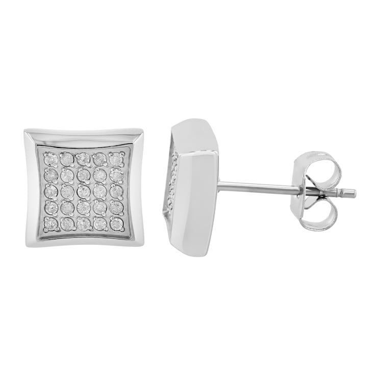 1/4CTW Diamond Stainless Steel Stud Earrings