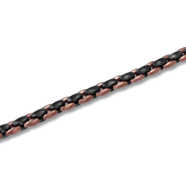 Stainless Steel Black & Brown Ion Plated Oval Link Bracelet