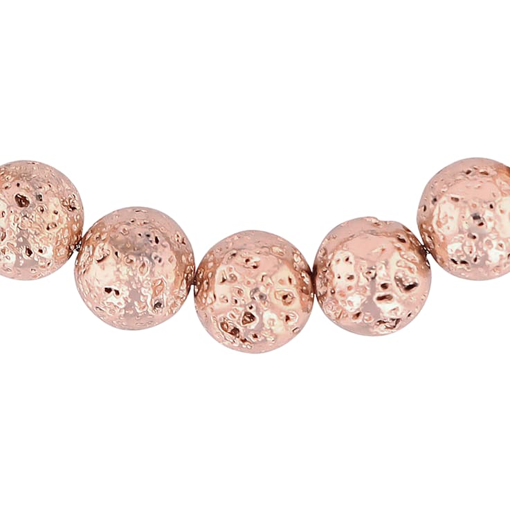 Rose Lava Bead and Stainless Steel Bolo Bracelet