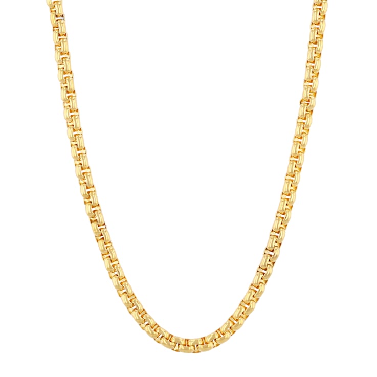 Stainless Steel Yellow Plated 4MM Box Link Chain Necklace