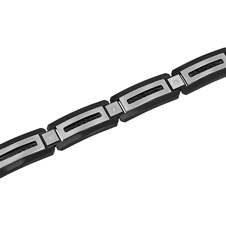Stainless Steel Black Ion Plated Diamond Bracelet .20ctw