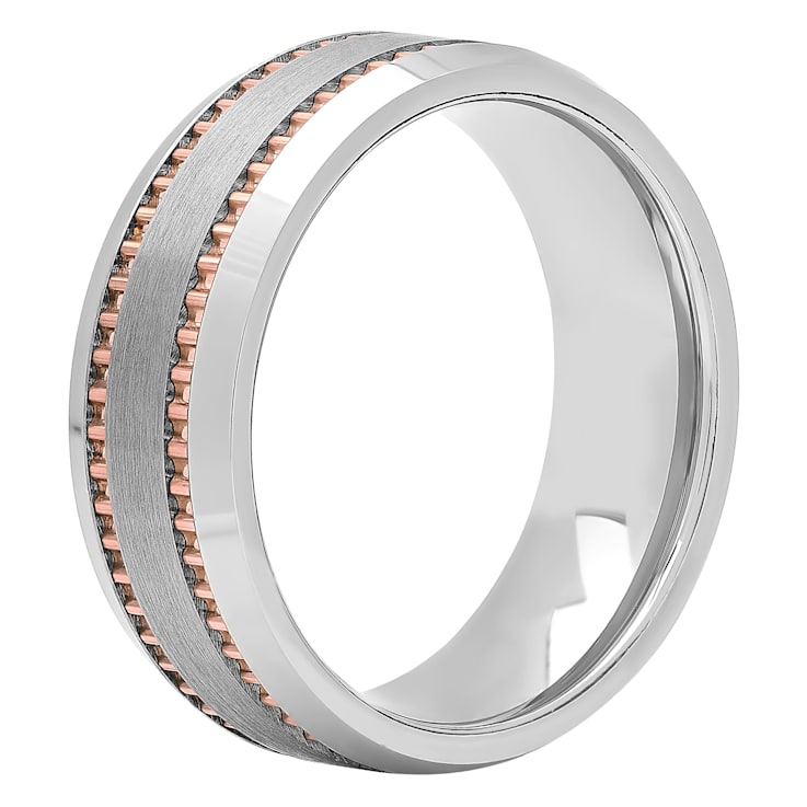 Tungsten Comfort™ Tungsten 8MM Double Row Milgrain Band