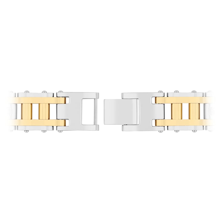 1/2CTW Diamond & Stainless Steel with Yellow IP Bracelet
