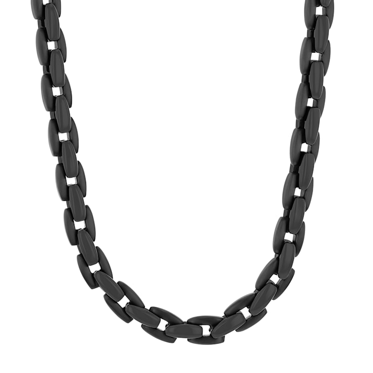 Black Stainless Steel 6.5MM Link Chain Necklace 1F1YSA
