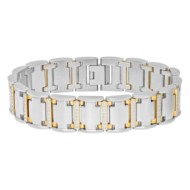 3/4CTW Diamond Stainless Steel Link Bracelet