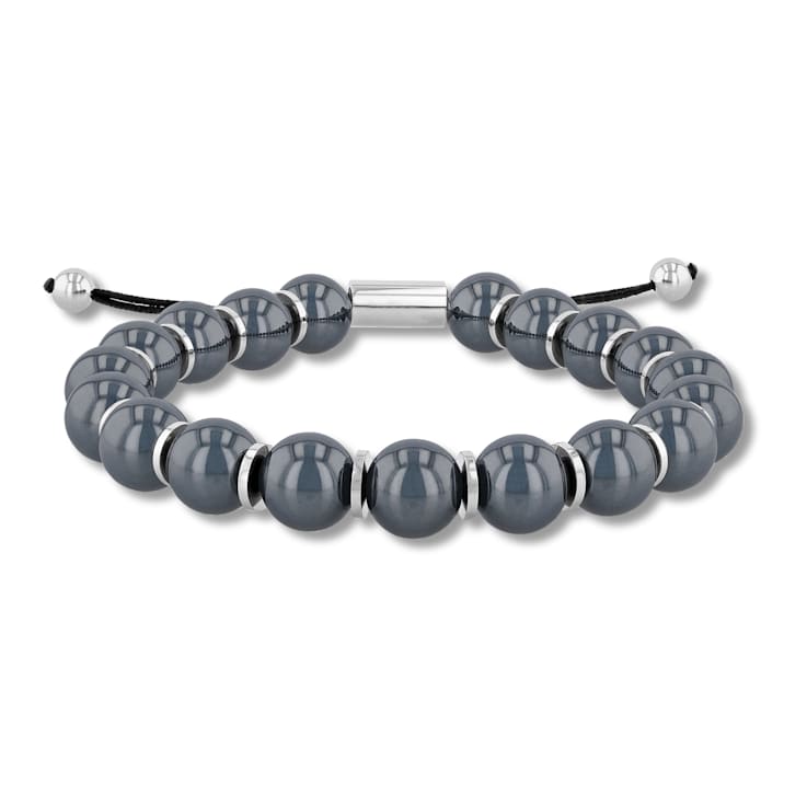 Hematite Bead & Stainless Steel Bolo Bracelet