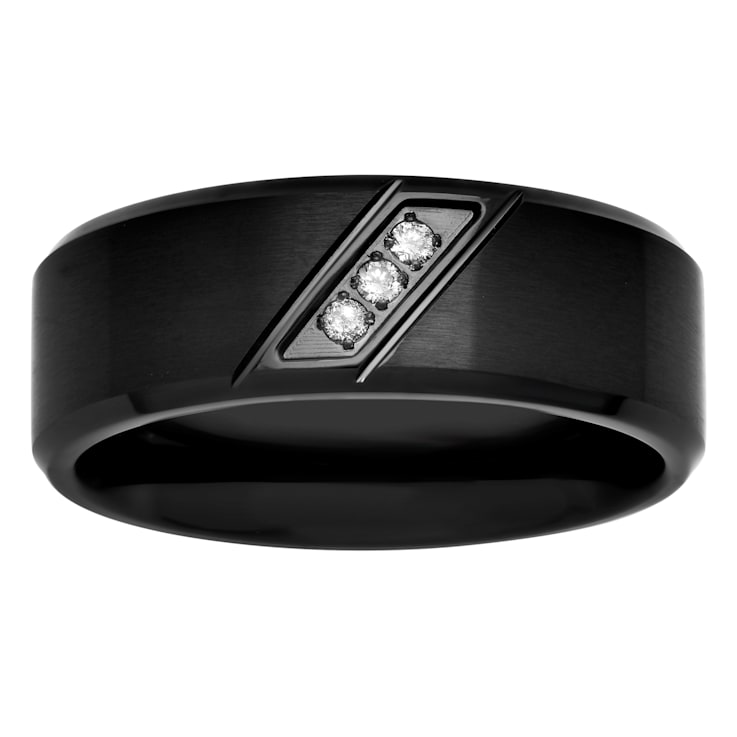 0.05CTW Diamond Black IP Stainless Steel Band