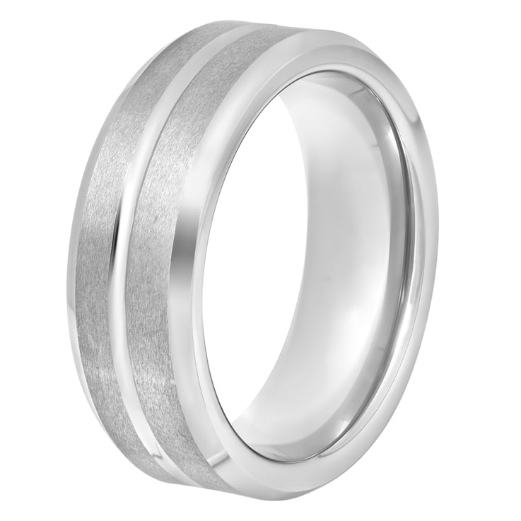 Tungsten Comfort™ White Tungsten 8MM Polished Groove Band