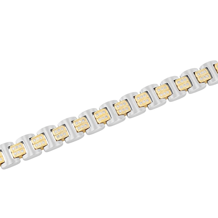 1CTW Diamond Two-Tone Stainless Steel Link Bracelet