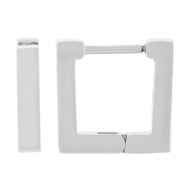 Stainless Steel Polished Square Huggie Hoop Earrings