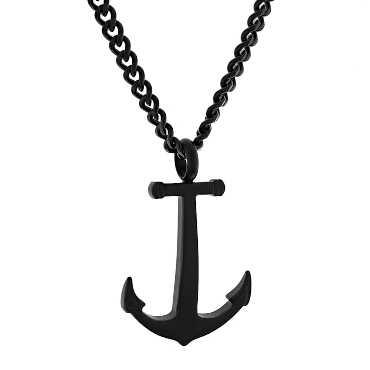 Black IP Stainless Steel Anchor Pendant