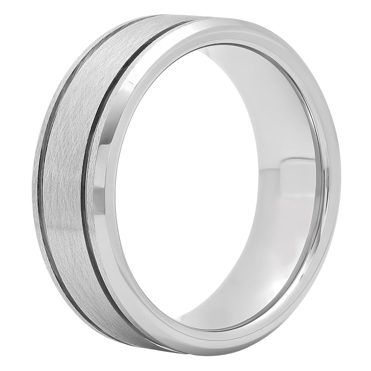 Tungsten Comfort™ 8MM Tungsten Satin Grooved Band