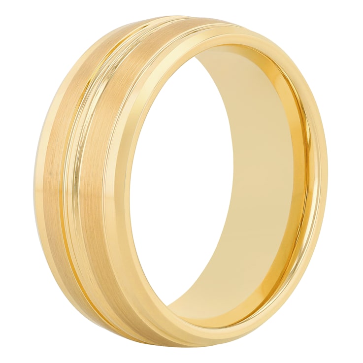 Tungsten Comfort™ Tungsten Yellow Ion Plated Grooved Band