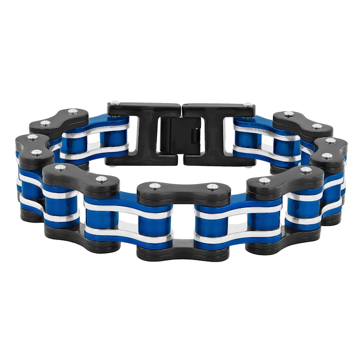 Tri-Tone Stainless Steel Bicycle Link Bracelet