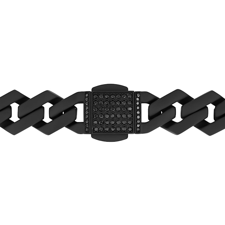 1/2CTW Black Diamond Black Stainless Steel 20 Inch Link Chain Necklace