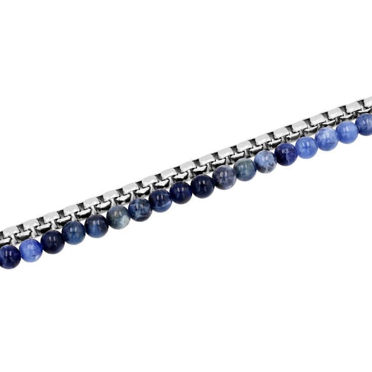 Stainless Steel Sodalite Bead Bracelet