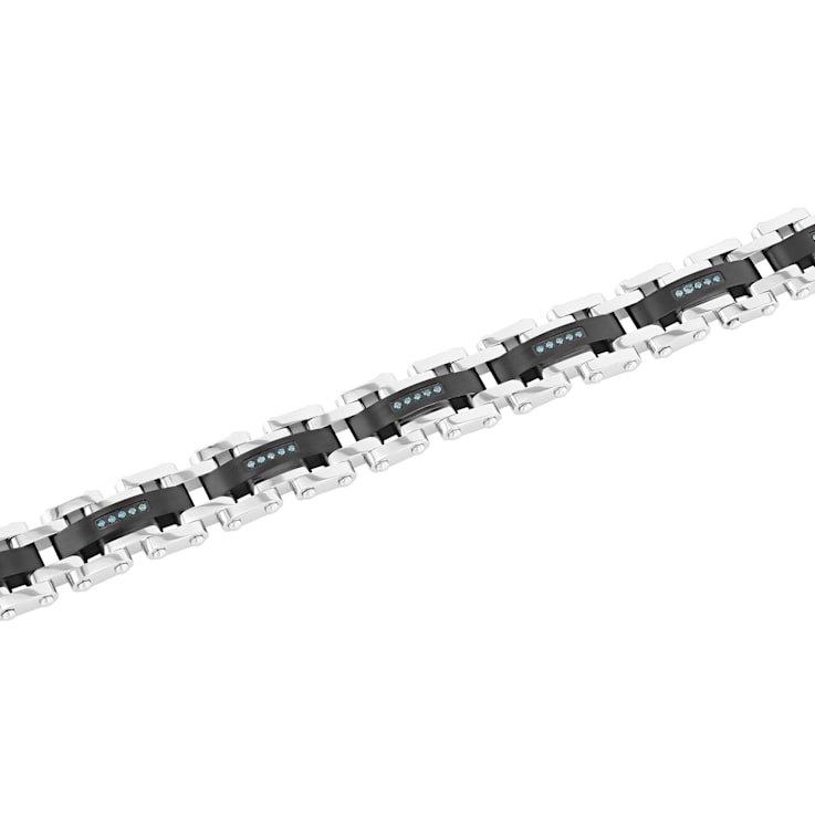 1/6CTW Blue Diamond & Stainless Steel with Black IP Bracelet