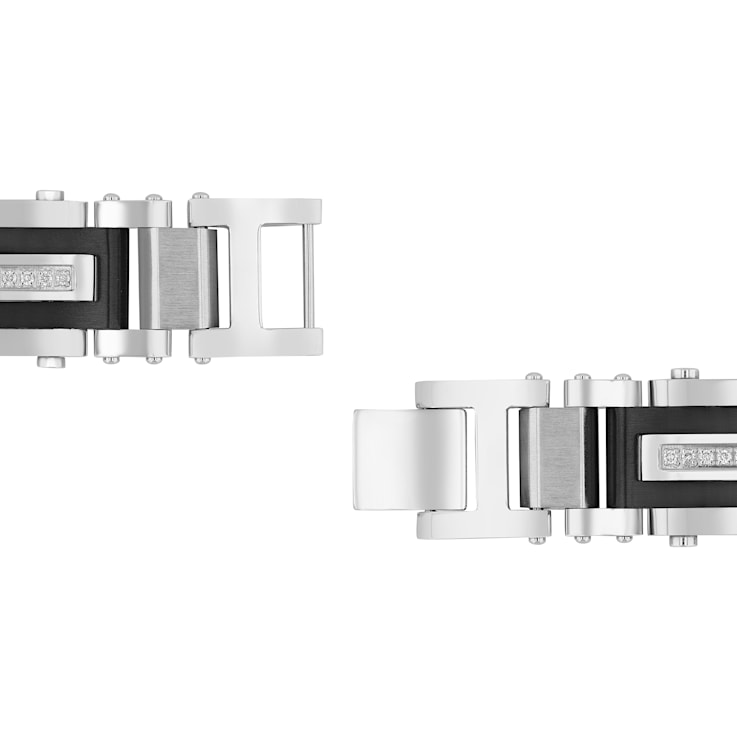 3/8CTW Diamond Two-Tone Stainless Steel Link Bracelet