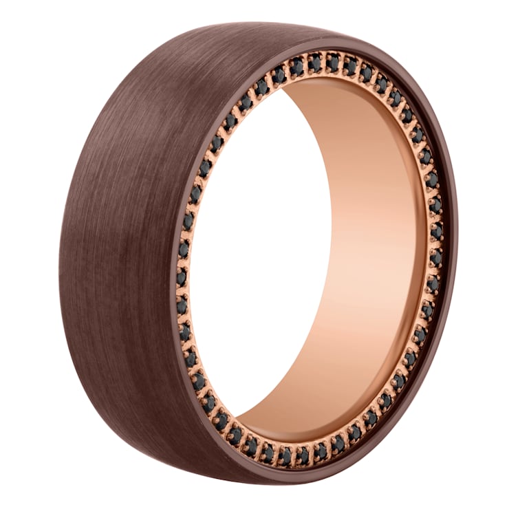 Tungsten Comfort™ Black Sapphire Tungsten Brown and Rose Ion Plated Band