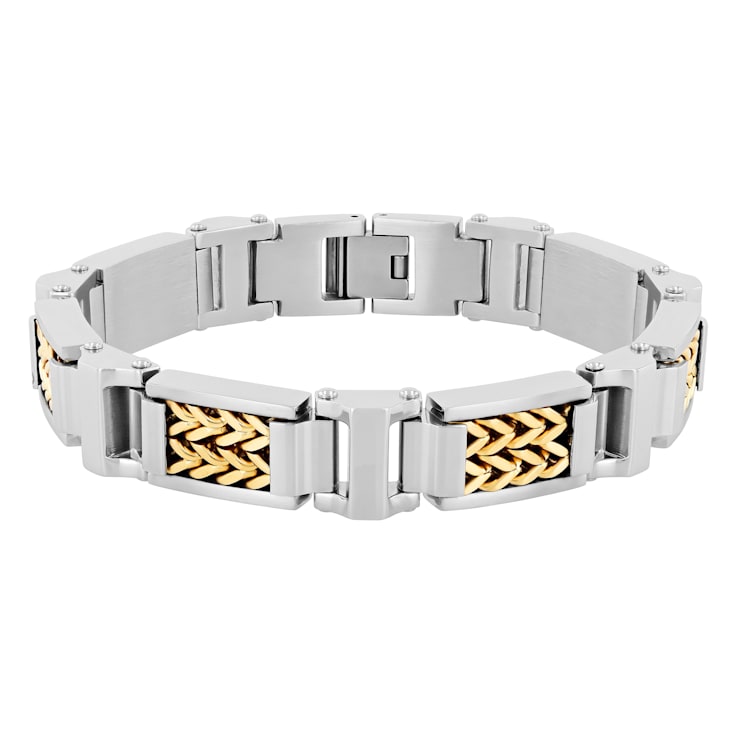 Stainless Steel Yellow Ion Plated Woven Link Bracelet