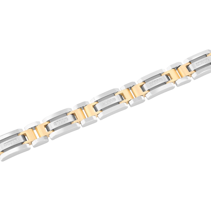 Stainless Steel Yellow Ion Plated Diamond Bracelet 1/6ctw