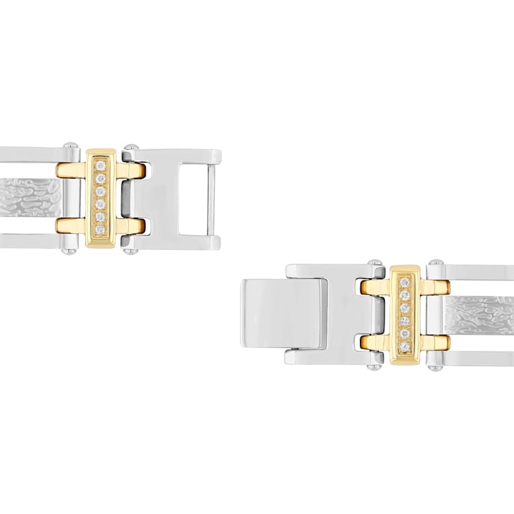 1/2CTW Diamond Two-Tone Stainless Steel Link Bracelet