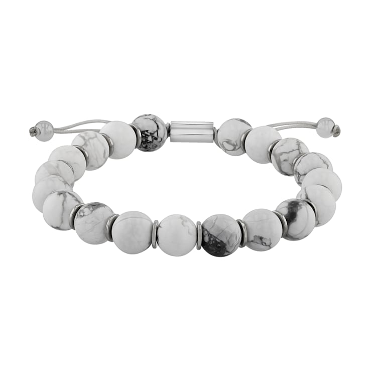 Howlite Bead & Stainless Steel Bolo Bracelet