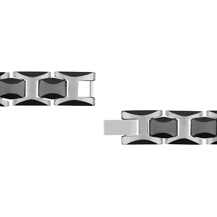 Tungsten and Stainless Steel with Two-tone Finish Link Bracelet