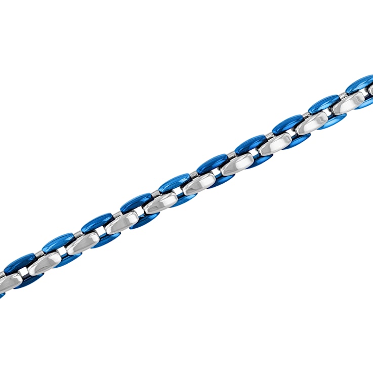 Stainless Steel Blue Ion Plated Link Bracelet