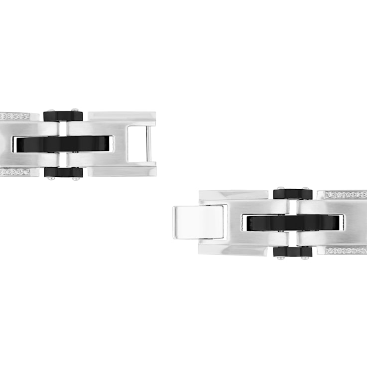 1/2CTW Diamond Two-Tone Stainless Steel Link Bracelet