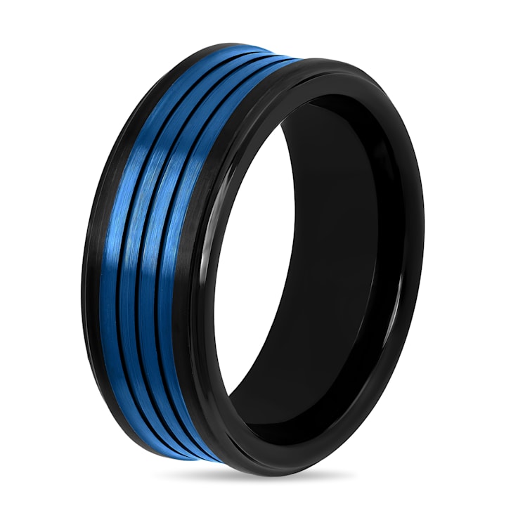Tungsten Comfort™ Tungsten Black with Blue Ion Plated Band