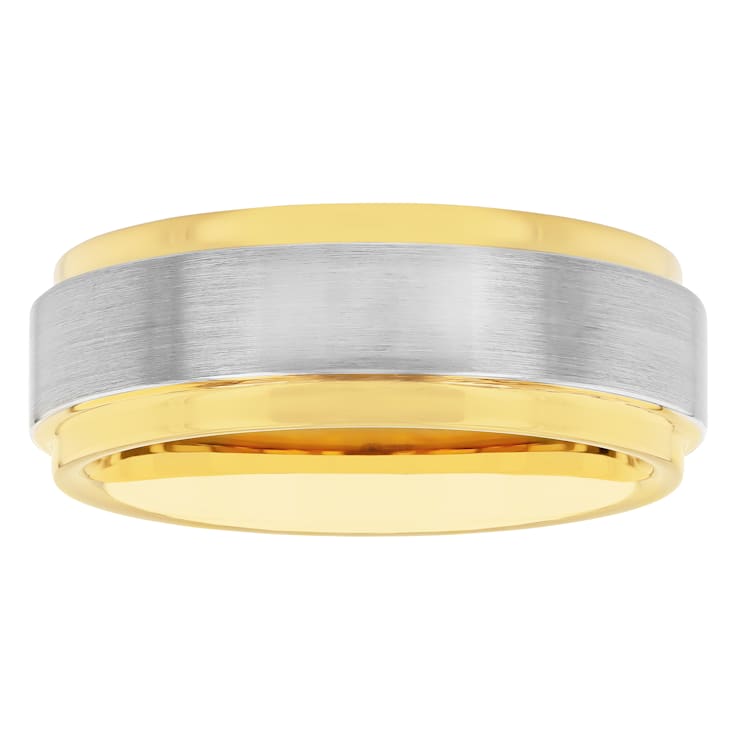 Two-Tone Tungsten 8MM Step Edge Band