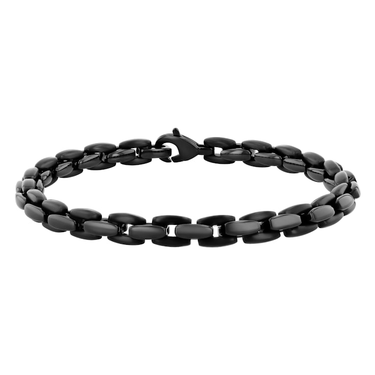 Stainless Steel Black Ion Plated Chain Necklace and Bracelet Set