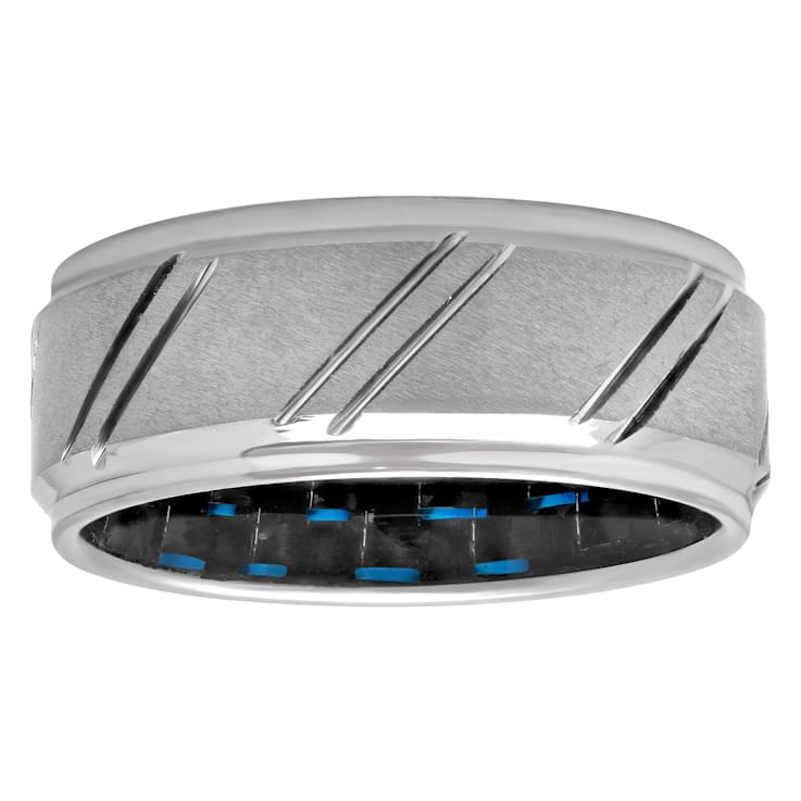 Tungsten Comfort™ Tungsten Black & Blue Carbon Fiber Band