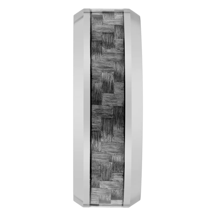 Tungsten Comfort™ 8MM Tungsten and Gray Silicone Gray Carbon Fiber Band