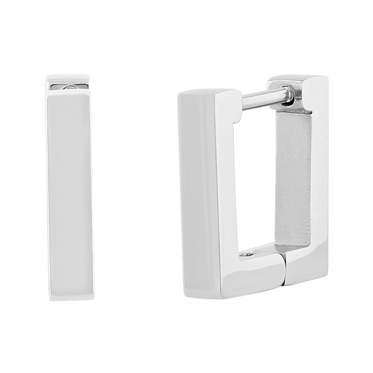 Stainless Steel Polished Square Huggie Hoop Earrings