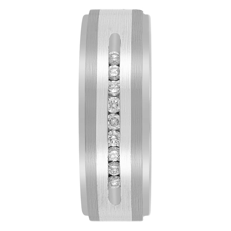 0.25CTW Lab-Grown Diamond Tungsten and Stainless Steel 8MM Band