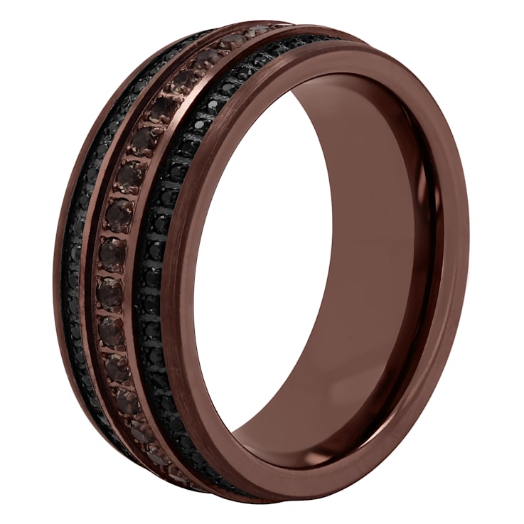 Tungsten Comfort™ Black Sapphire and Smoky Quartz Tungsten 9MM Brown Ion
Plated Band