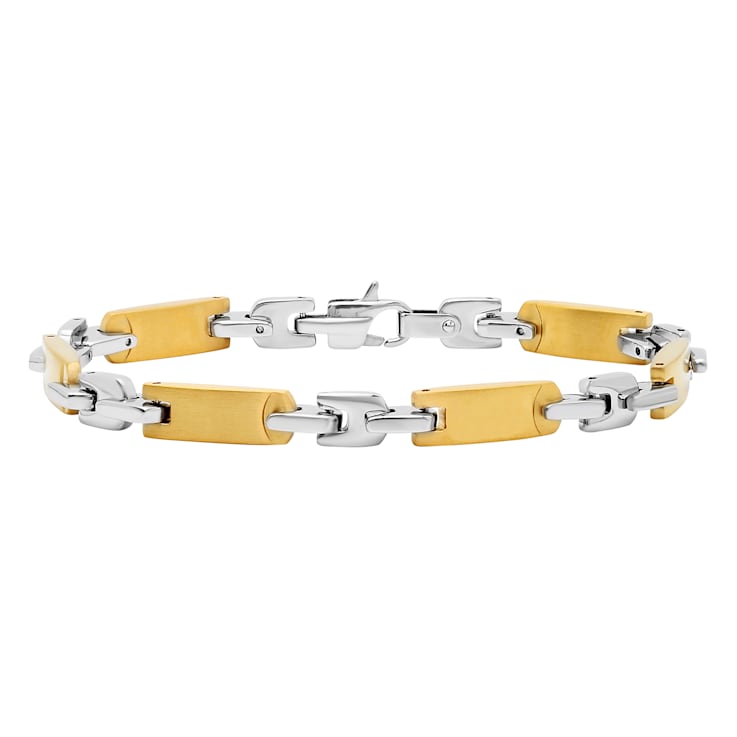 Two-Tone Stainless Steel Link Chain Necklace & Bracelet Set