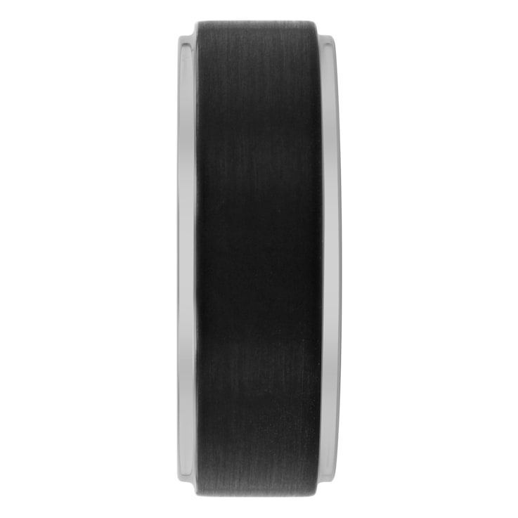 Tungsten Comfort™ 8MM Tungsten Black Ion Plated Gray Silicone Band