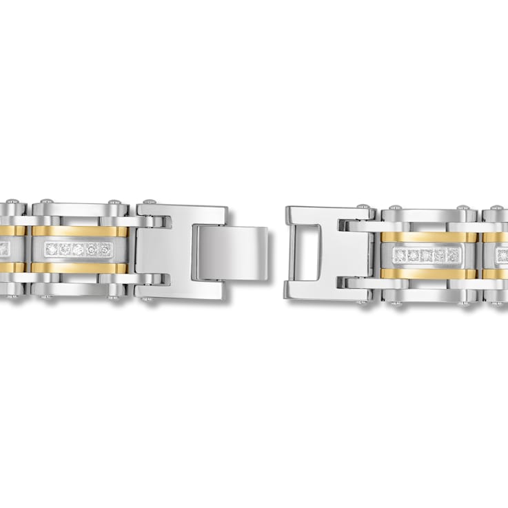 1CTW Diamond Yellow Stainless Steel Link Bracelet