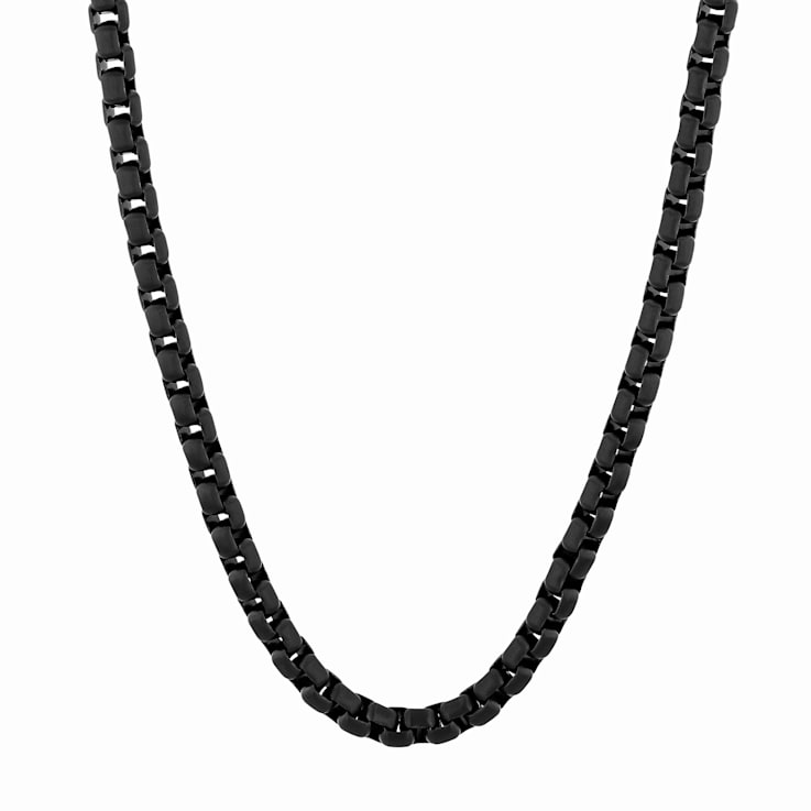 4mm box link chain necklace in stainless steel by Taormina Jewelry