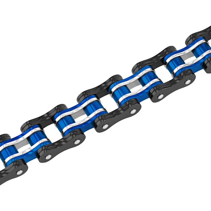 Tri-Tone Stainless Steel Bicycle Link Bracelet