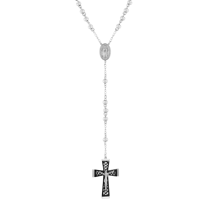 Stainless Steel Beaded Crucifix Necklace