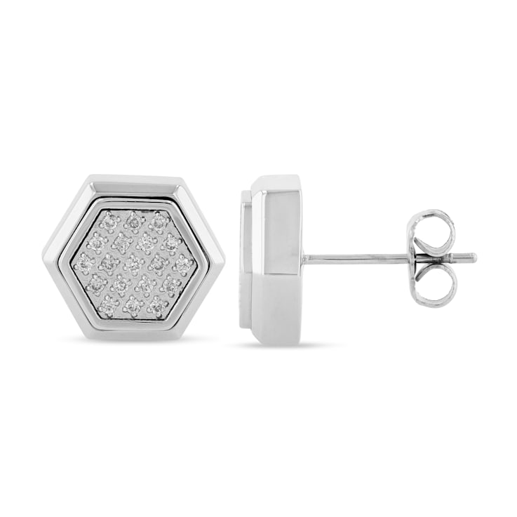 1/5CTW DIAMOND & STAINLESS STEEL EARRINGS